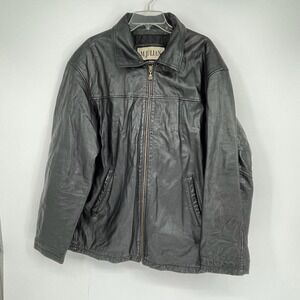 M. Julian Wilsons Men's Vintage Black Quilted Lined Zip Leather Jacket Size XL